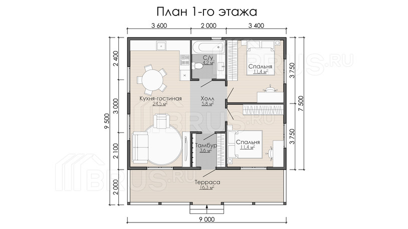 Проект каркасного дома «Сосново»