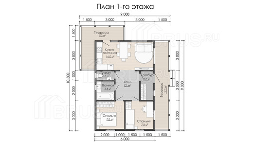 Каркасный дом 7.5x10.5