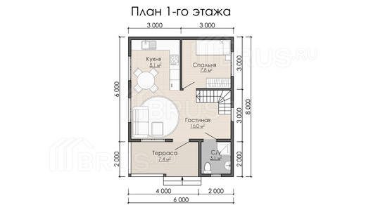 Каркасный дом 6x8