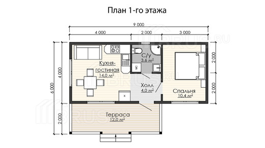 Каркасный дом 4x9