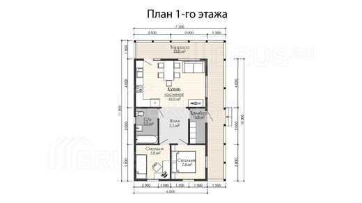 Каркасный дом 7,5х11,5