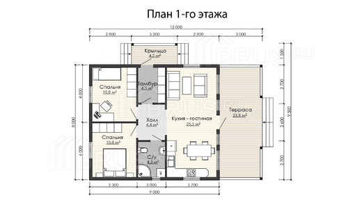 Каркасный дом 8x12