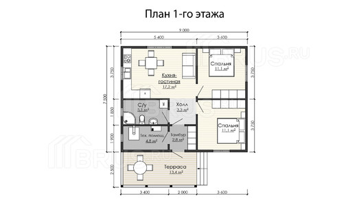 Каркасный дом 7,5x9