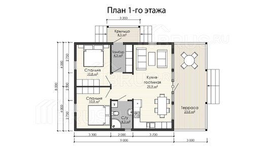 Каркасный дом 8x12