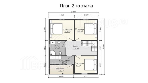 Каркасный дом 8x9