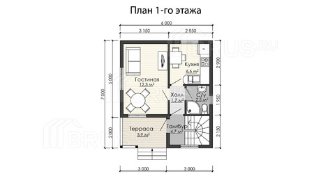 Каркасный дом 6x7