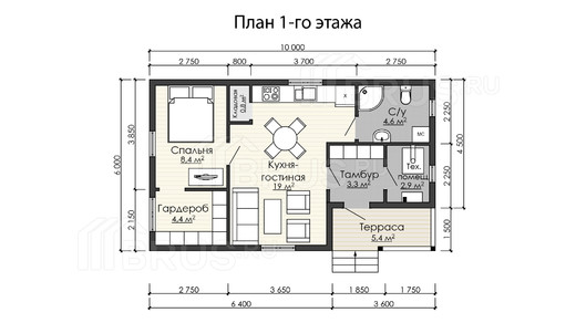 Каркасный дом 6x10