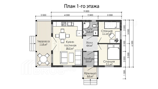 Каркасный дом 6x11
