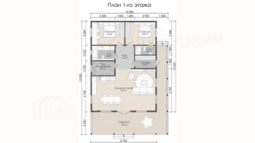 Каркасный дом 10,2x15