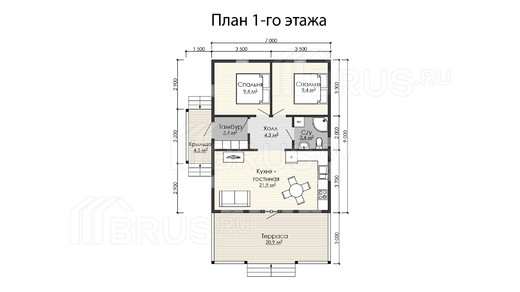 Каркасный дом 7x12