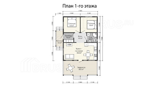 Каркасный дом 7x12